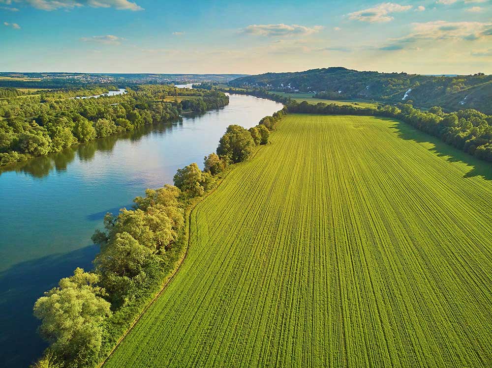 River beside farmland