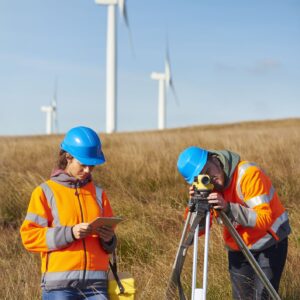 Surveyors on a wind farm site