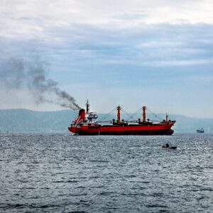 Ship releases pollutants into the air