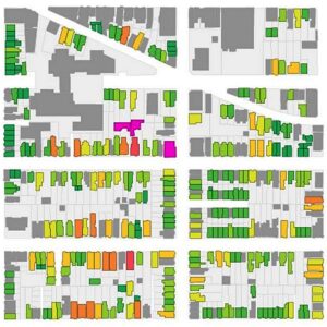 Building-level heat mapping of city blocks