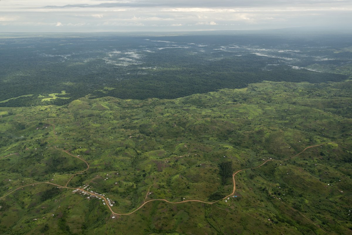 Aerial view of Uganda between Entebbe Bwindi