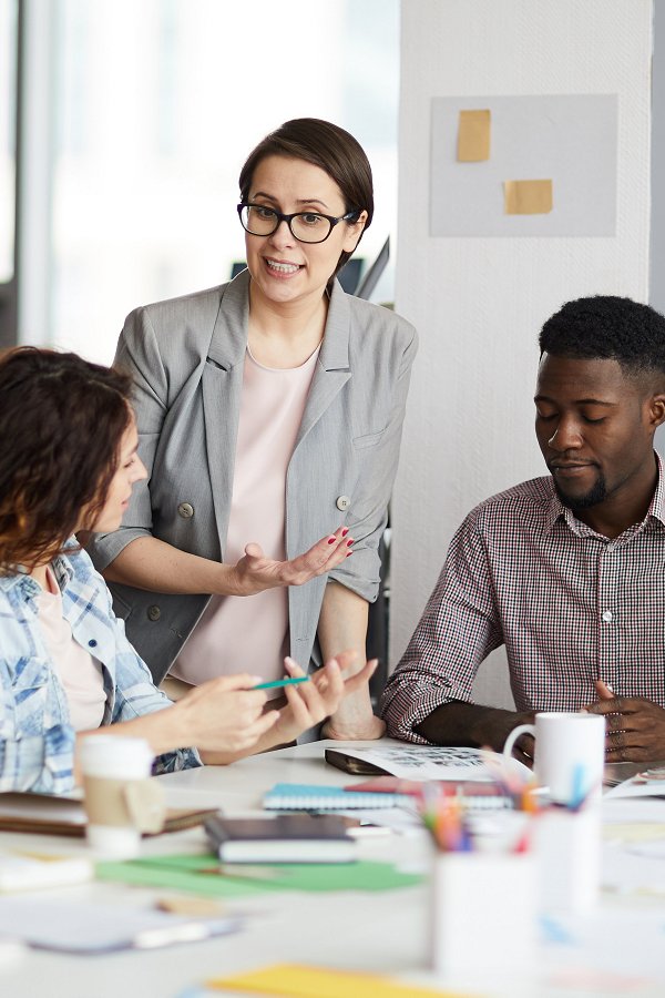 Grad students working on a group project