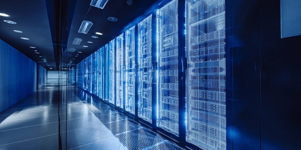 High-tech data center with server racks (iStock)