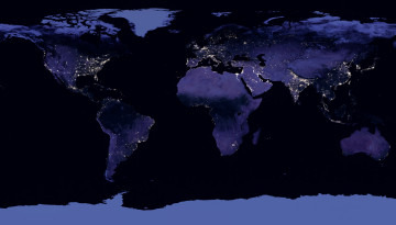 Nighttime satellite view of Europe and Africa