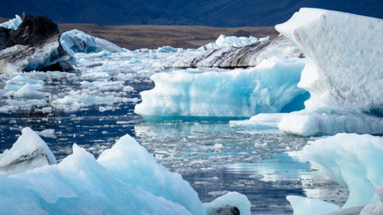 Jökulsárlón Glacier Lagoon Landscape with blue ice in Iceland